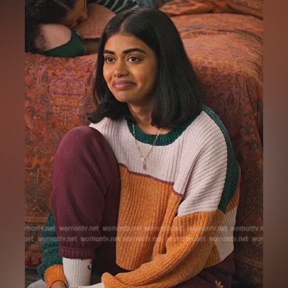 Urban Outfitters Chenille Color Block Side Slit Cropped Sweater - Picture 4 of 7